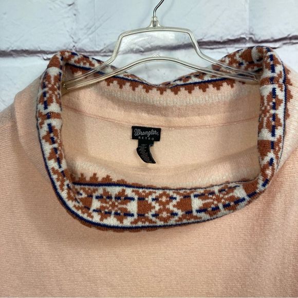 Wrangler Retro Oversized Sweater SZ XXL Cowl Neck Winter Pattern Detail Fuzzy - Picture 3 of 10